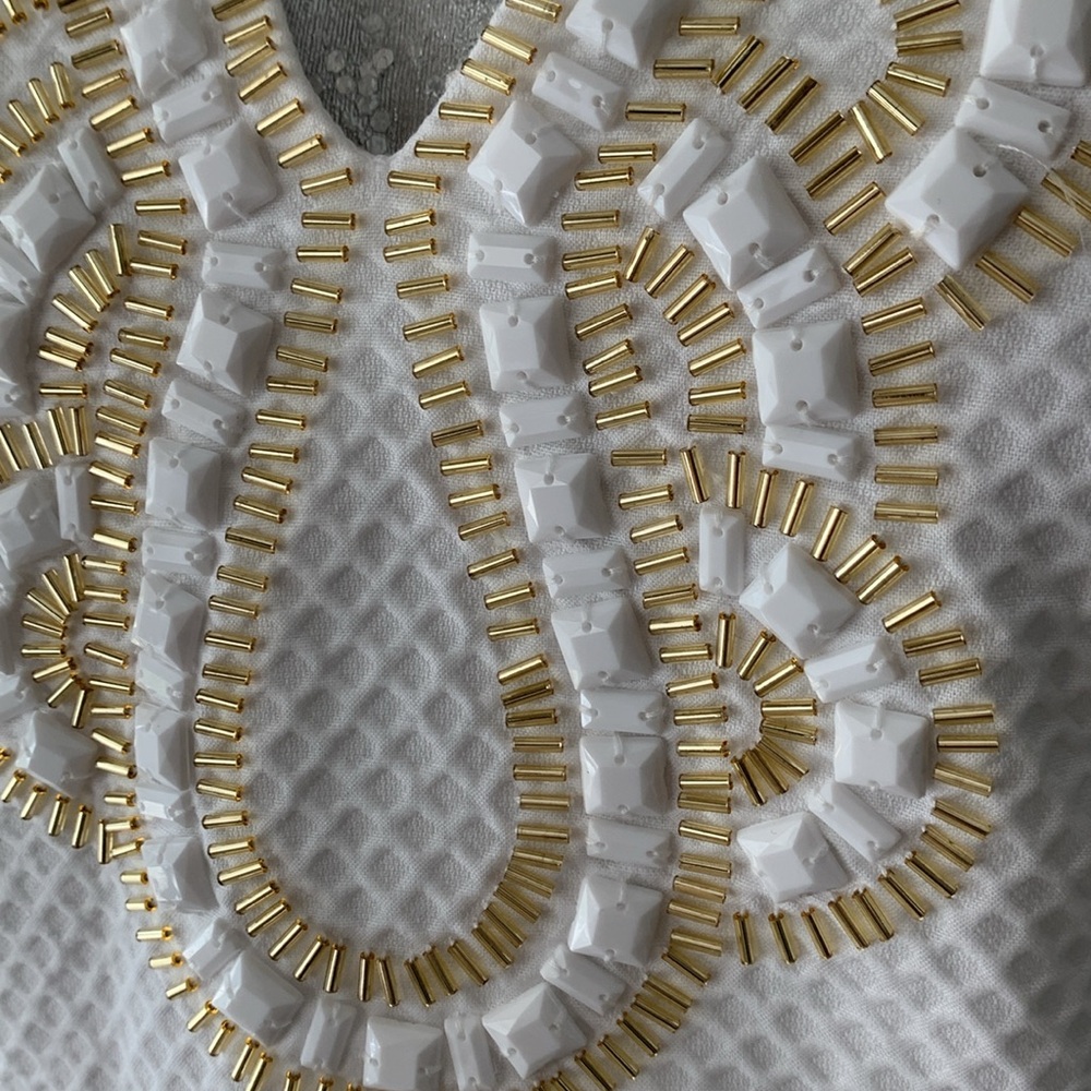 Lilly Pulitzer White cotton white gold and white embellishments size 8 - Picture 4 of 11